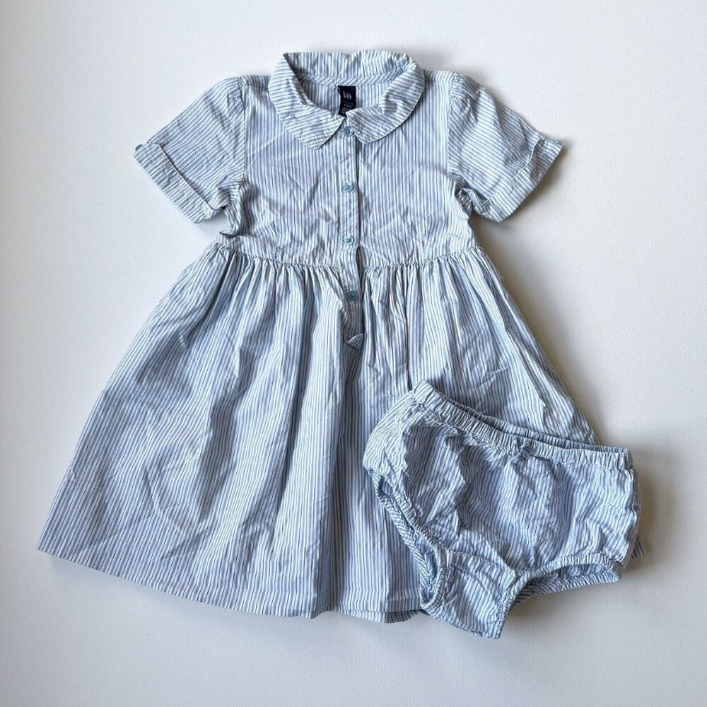 •Vintage• Baby Gap Y2K Shirtdress in Blue Stripe
